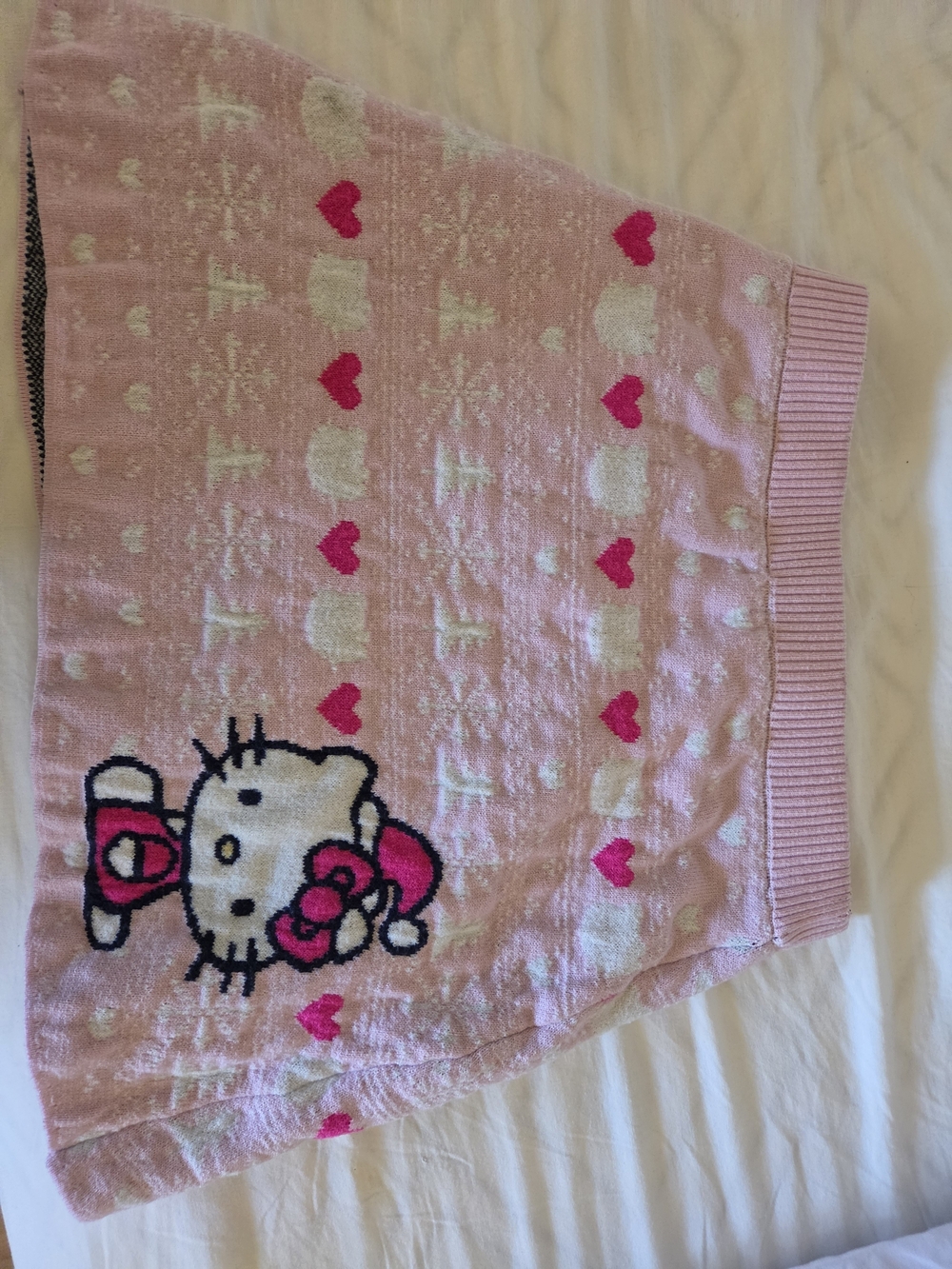 Hello Kitty Pink Knit Skirt with Hot Pink Hearts